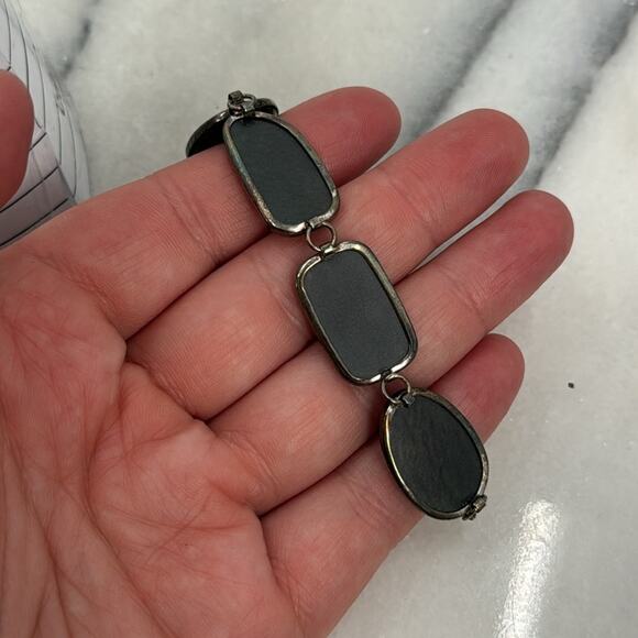 Sterling silver faux abalone link bracelet - Picture 6 of 6